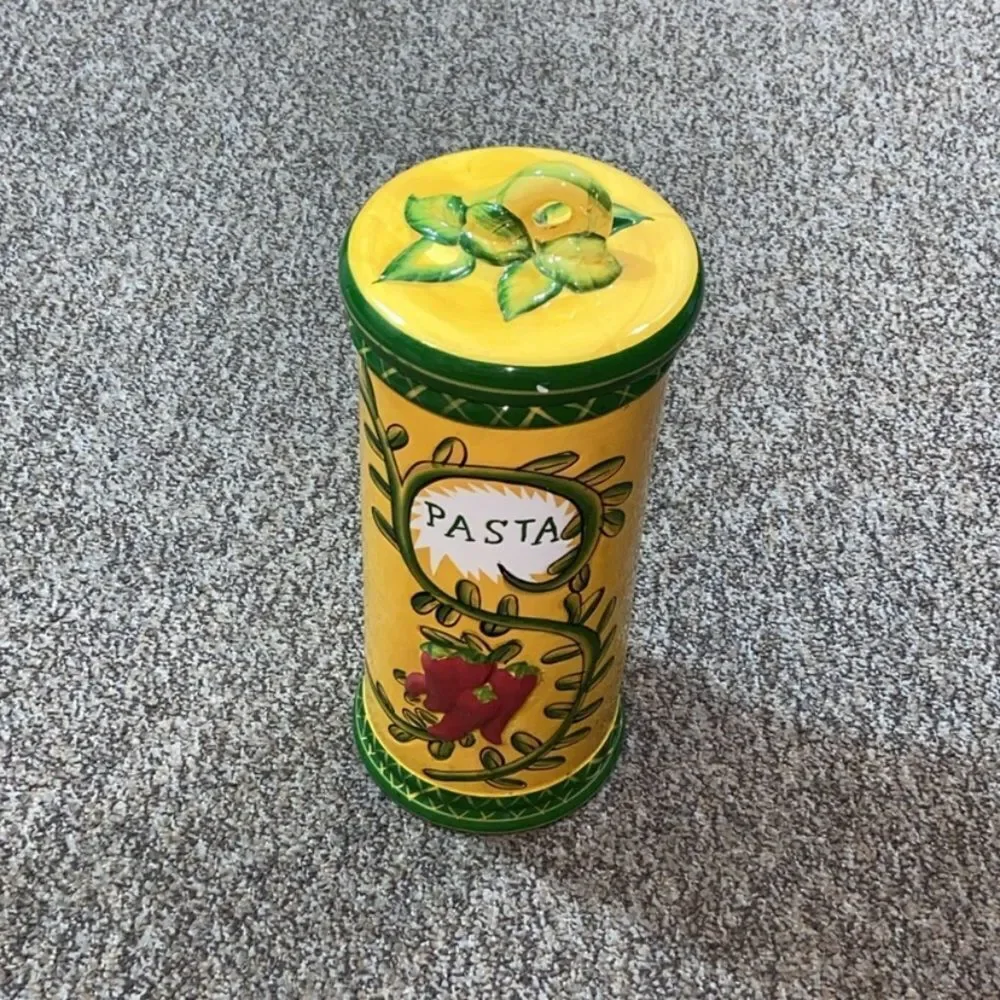 Low price Jay Import Pasta Yellow And Green Pasta Spaghetti Canister SeramicJar
